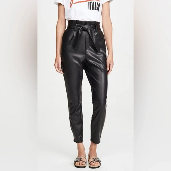 BB Dakota Steve Madden high waisted belted faux leather paper bag pants| size 4 - Picture 1 of 6